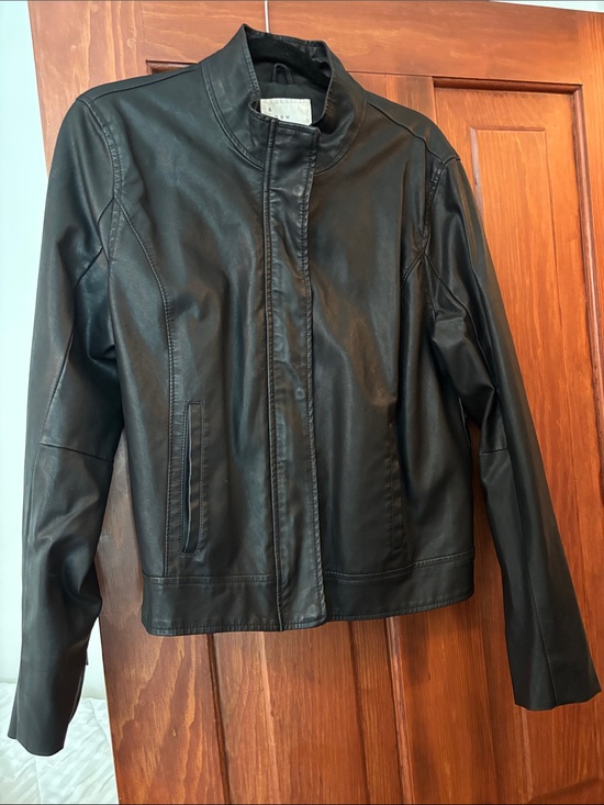 a new day Jackets & Blazers - Black pleather bomber jacket